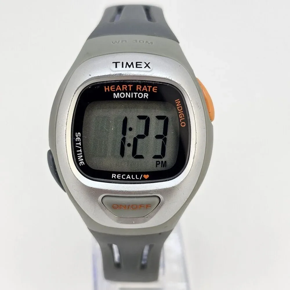 Timex Men's Digital Heart Rate Monitor‎ Watch 40MM Gray Plastic Bands Working